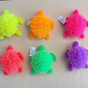 Colorful Pom Pom Light-up Squishy Turtle Toys - Pink (Ages 3+)